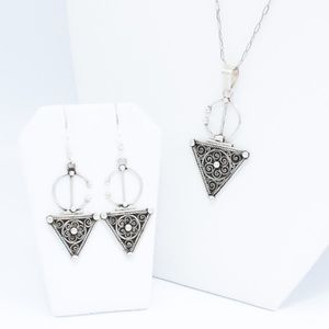 Berber Symbol .999 Silver Pendant and Earring Set